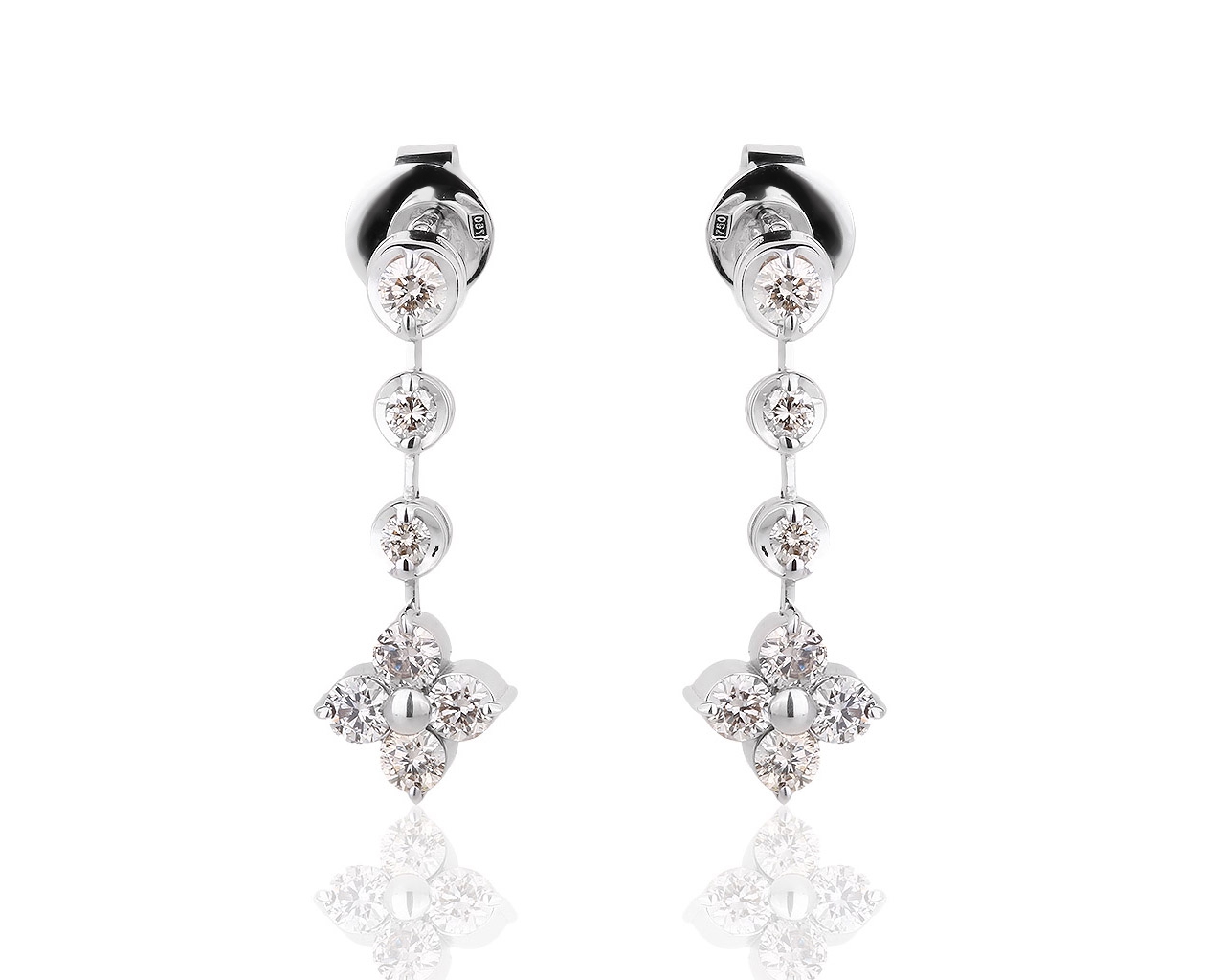 Утонченные золотые серьги с бриллиантами 0.55ct 100918/4 Утонченные золотые серьги с бриллиантами 0.55ct 100918/4