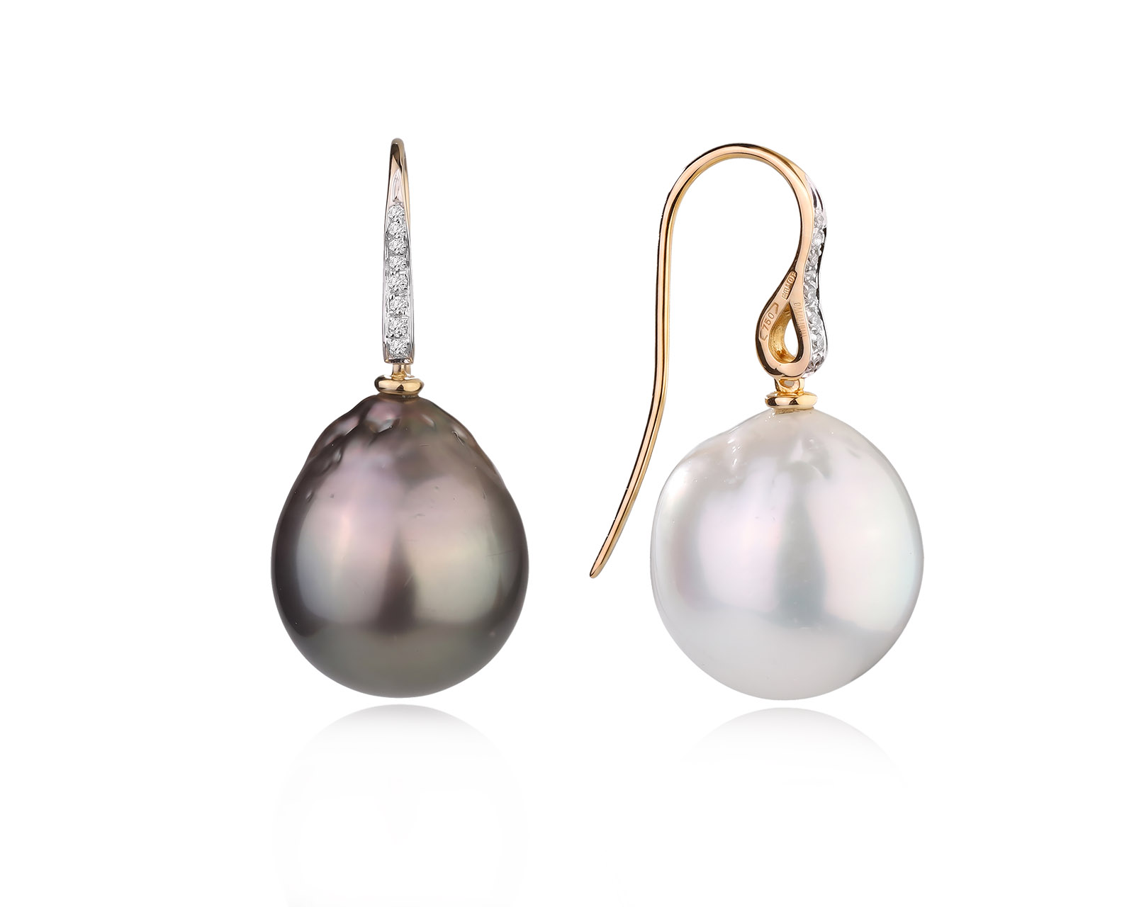 Оригинальные золотые серьги с жемчугом и бриллиантами 0.06ct Utopia 280526/3