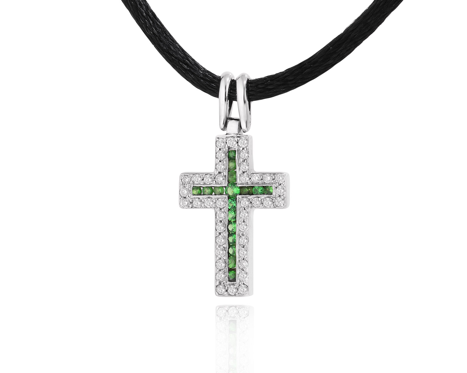 Золотой кулон с тсаворитами 0.20ct и бриллиантами 0.25ct