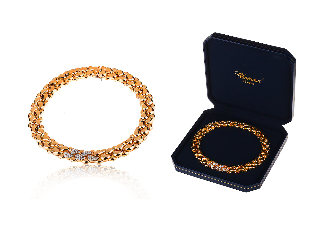 Оригинальное золотое колье с бриллиантами 1.75ct Chopard