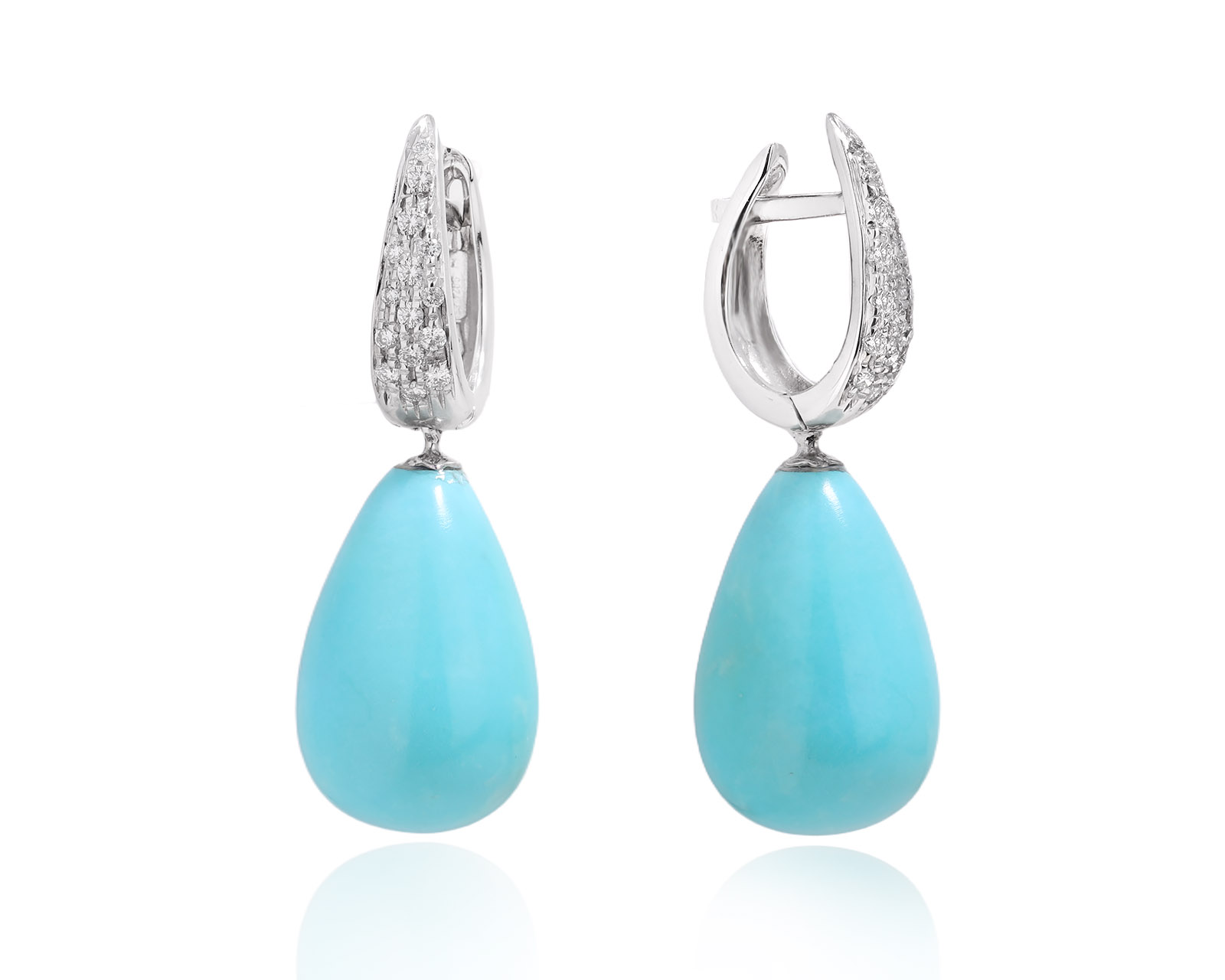 Оригинальные золотые серьги с бирюзой 30.00ct Giampiero Fiorini