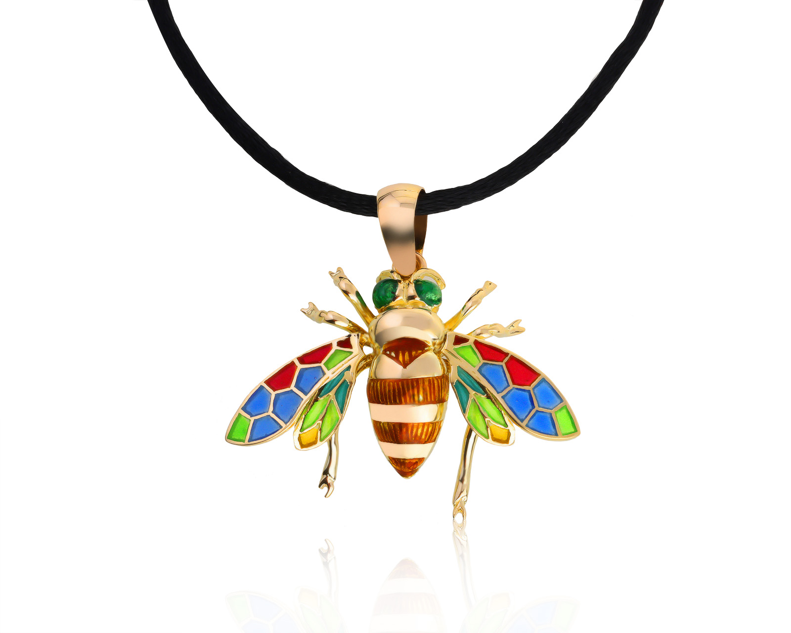 Праздничный золотой кулон с эмалями 010621/8