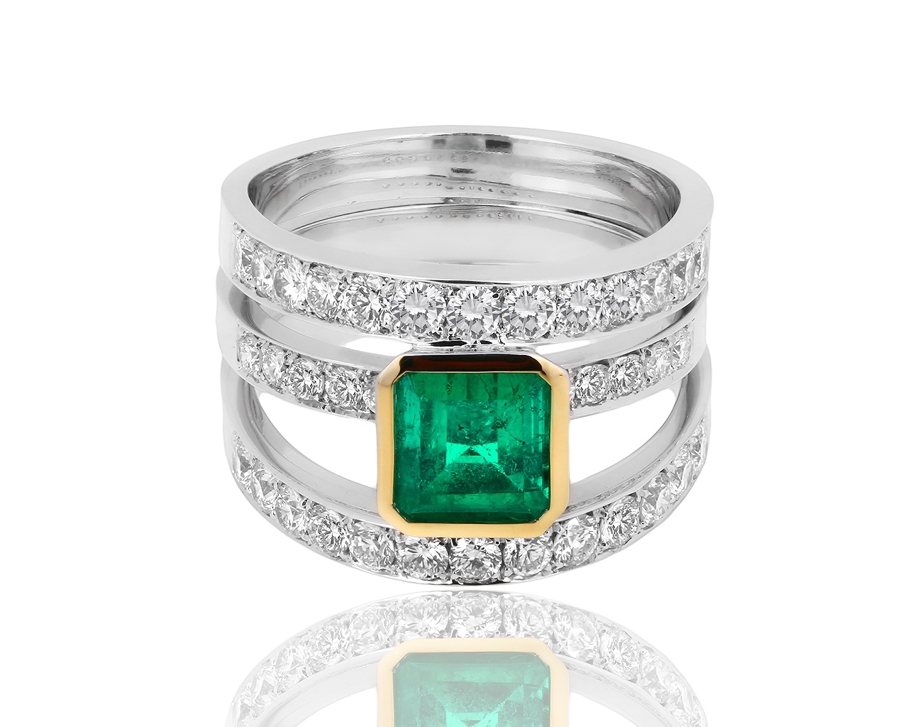 Золотое кольцо с изумрудами 1.65ct и бриллиантами 1.43ct 301118/9