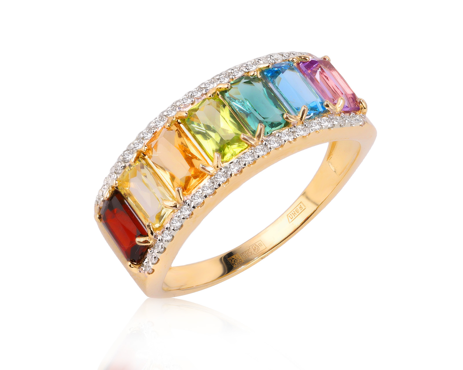 Золотое кольцо с цветными камнями 1.97ct 060326/3