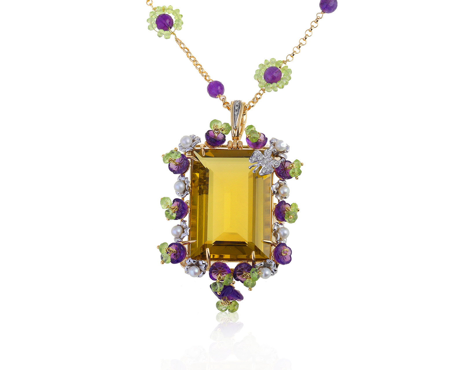 Оригинальный золотой кулон с цитрином 85.76ct Giampiero Fiorini 160621/5