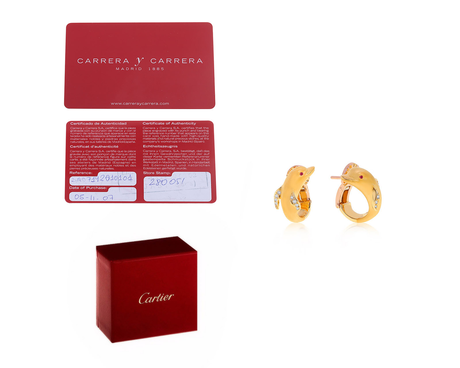 Оригинальные золотые серьги Carrera y Carrera Delphi