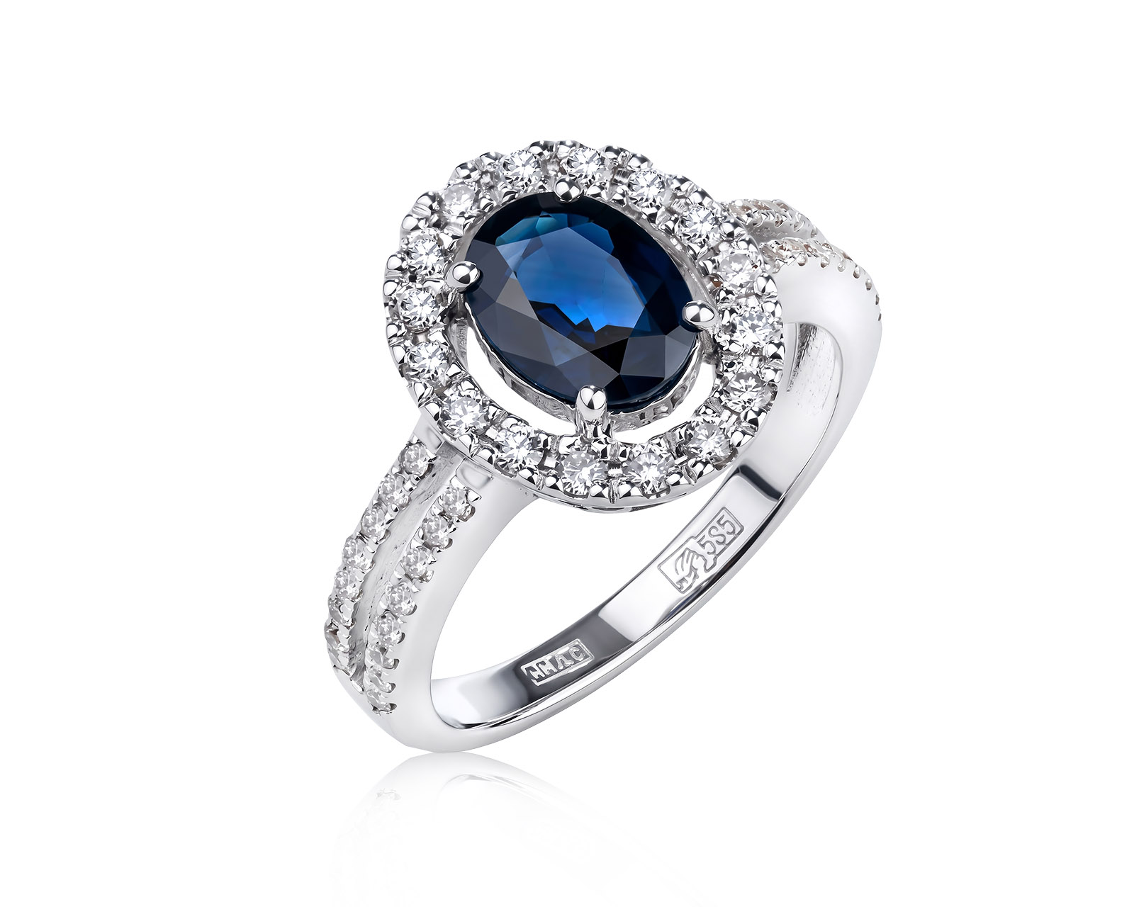 Золотое кольцо с сапфиром 1.21ct и бриллиантами 0.51ct 080626/36