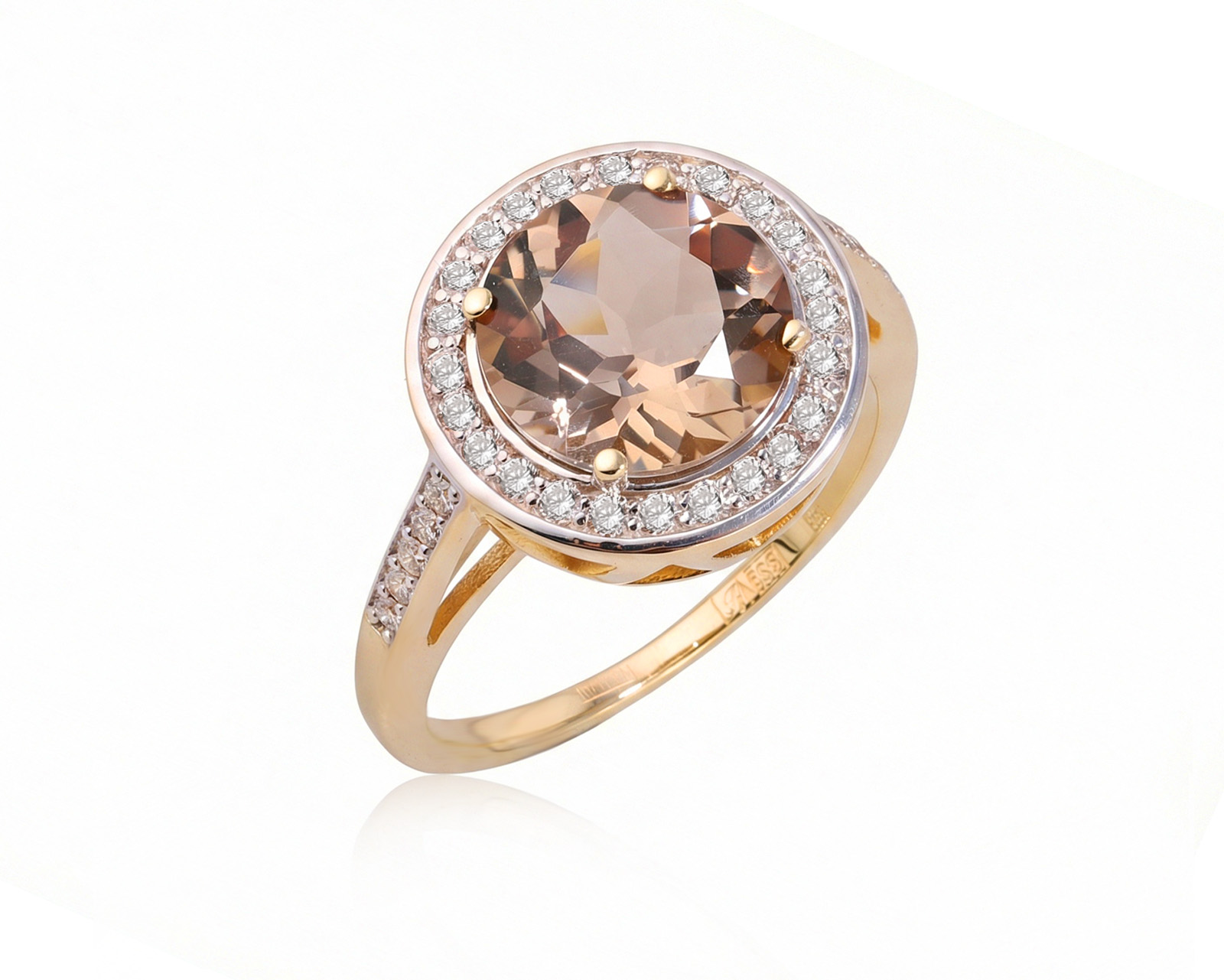 Золотое кольцо с дымчатым кварцем 3.04ct и бриллиантами 0.43ct 181025/4
