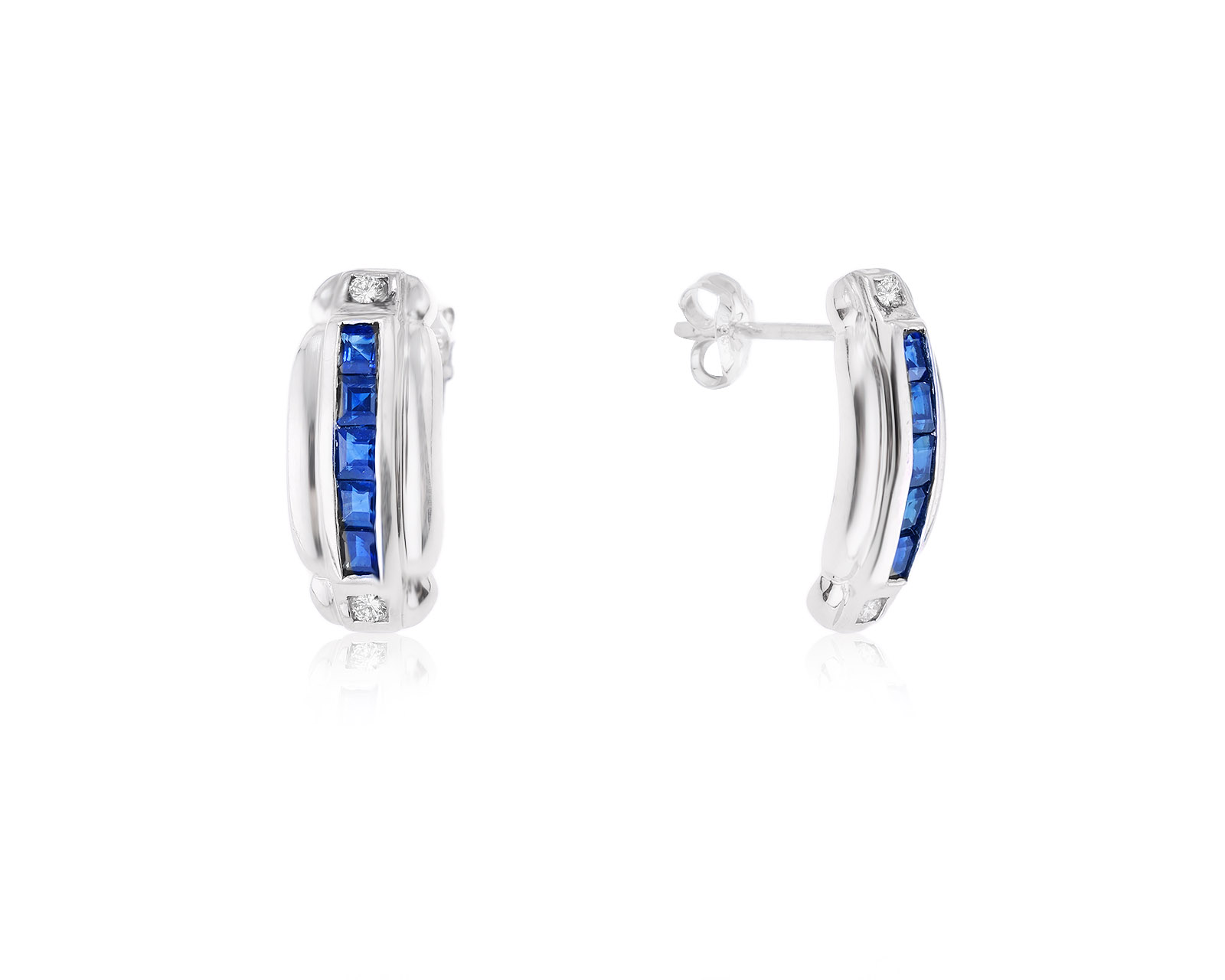 Платиновые серьги с сапфирами 1.05ct и бриллиантами 0.06ct 251123/4