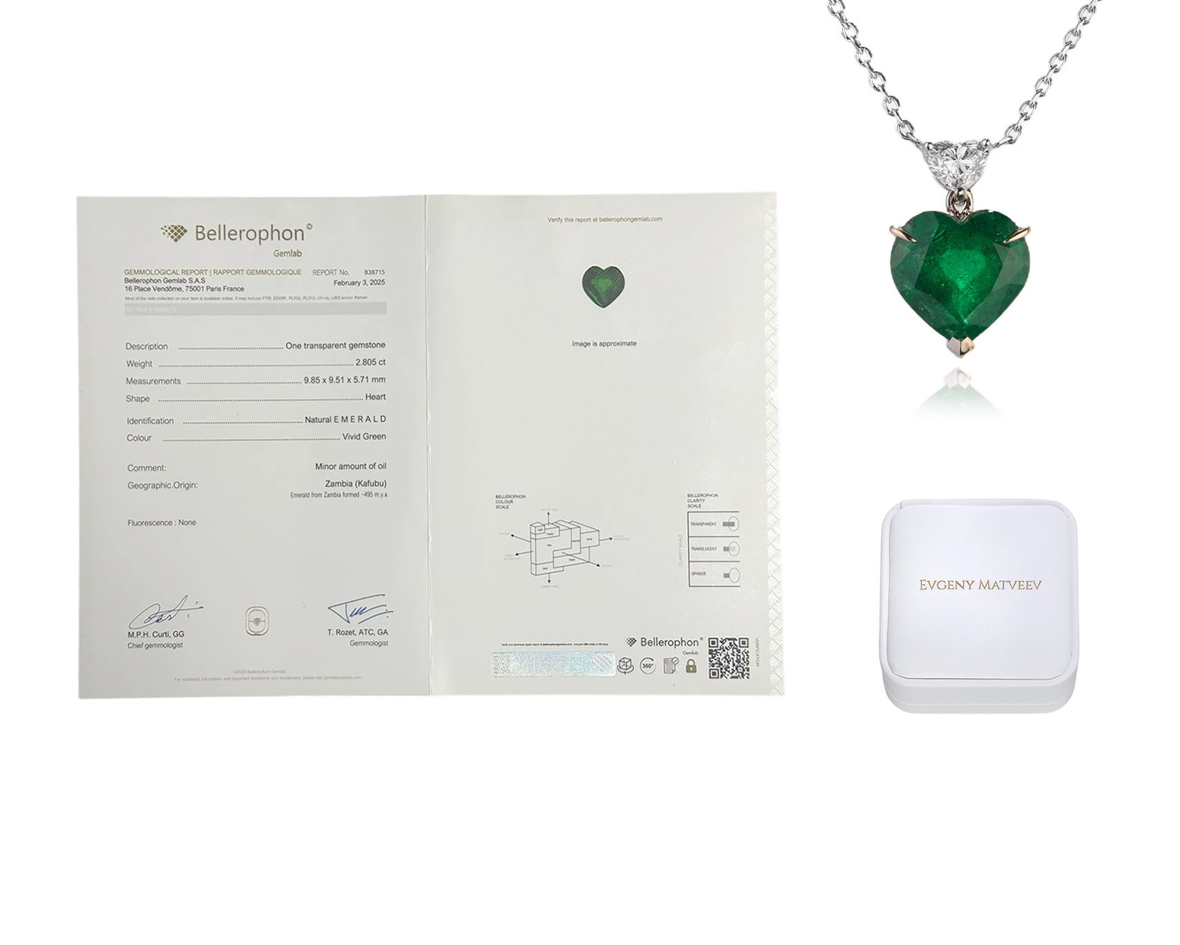Золотое колье с изумрудом Замбия 2.80ct Evgeny Matveev