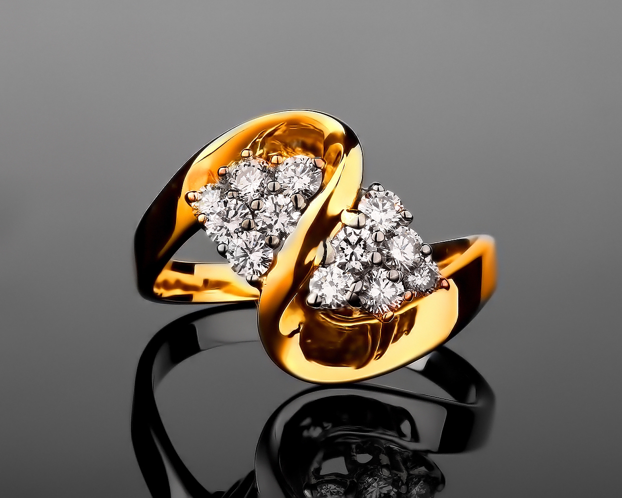 Интересное золотое кольцо с бриллиантами 0.60ct 190217/28