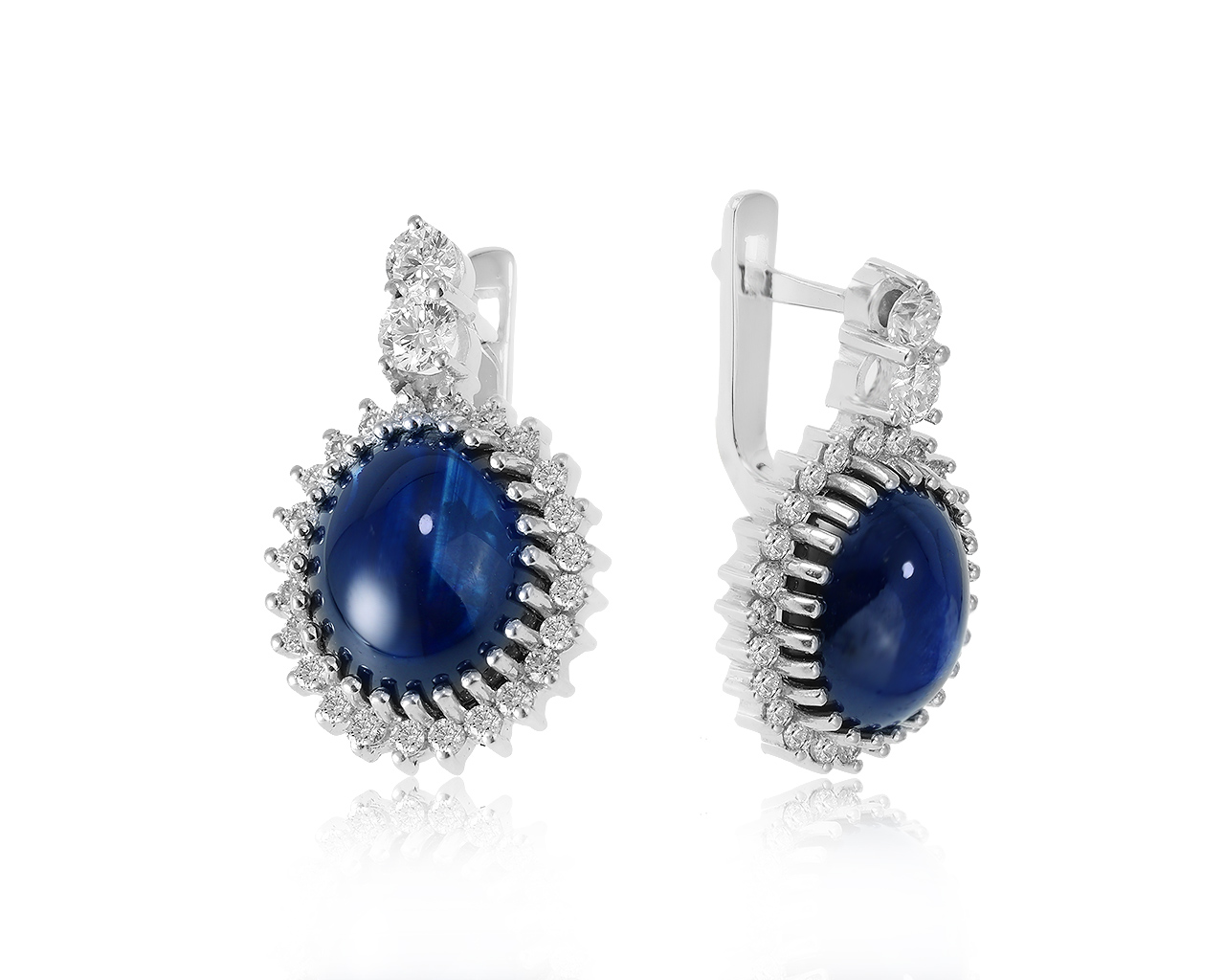 Изумительные золотые серьги с сапфирами 13.95ct СССР