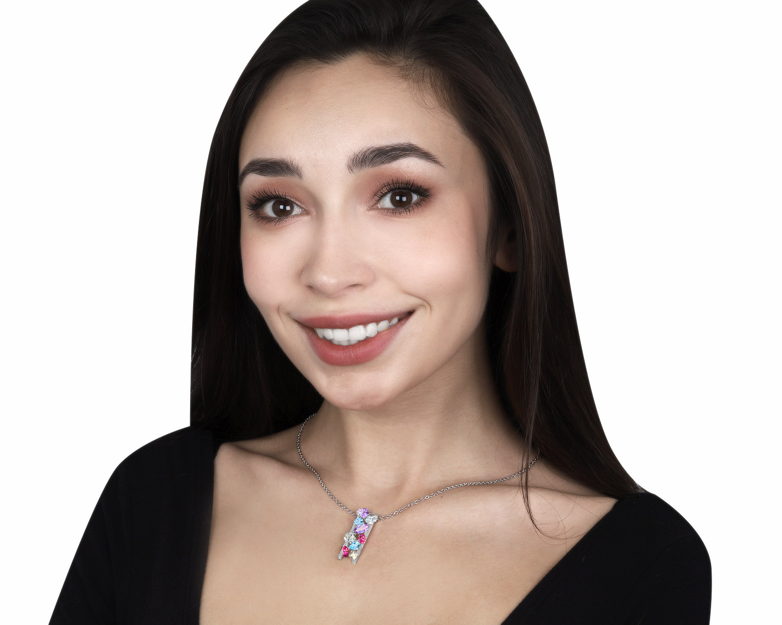 Притягательный золотой кулон с цветными камнями 4.87ct