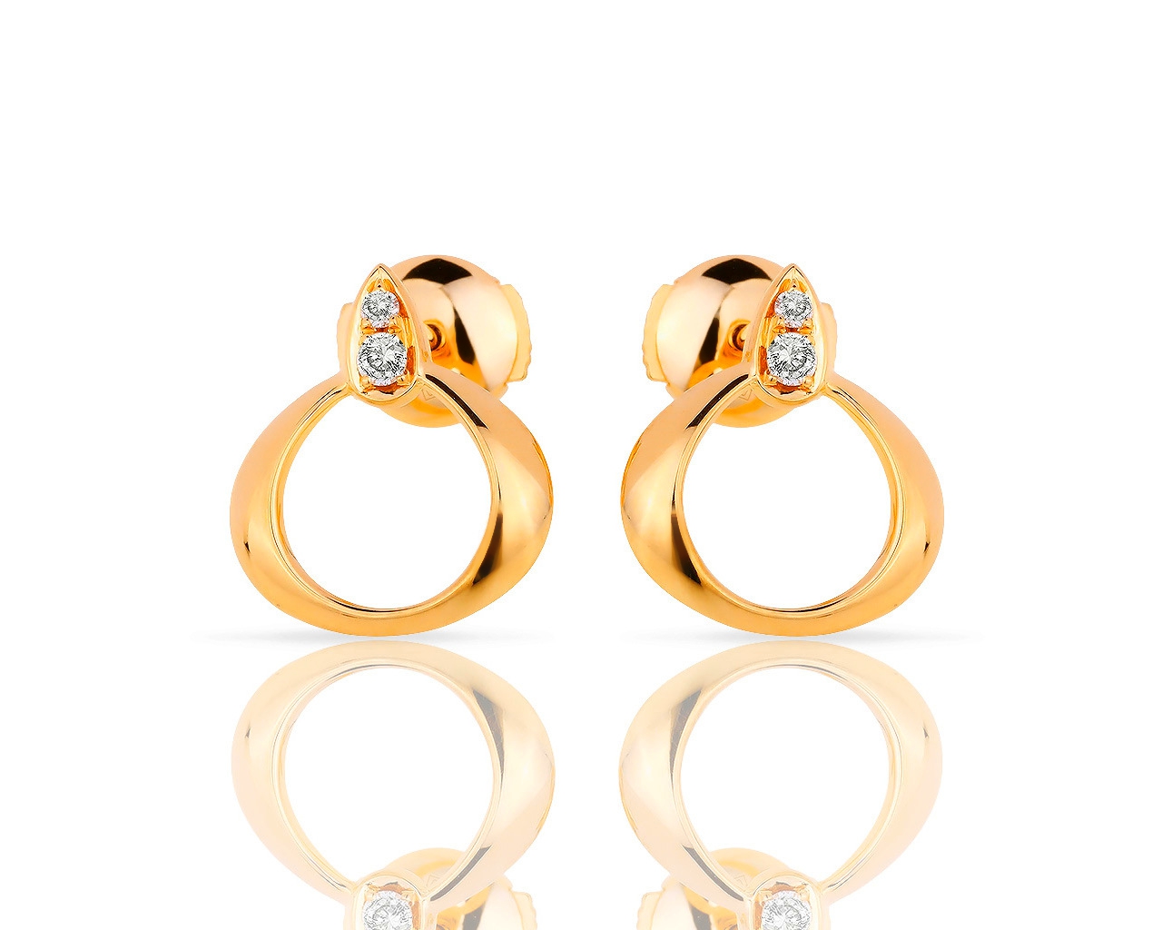 Золотые серьги с бриллиантами 0.09ct Omega Dewdrop 030718/2