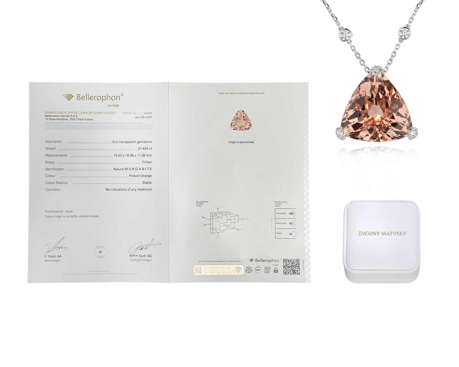Золотое колье с морганитом 21.42ct и бриллиантами 0.37ct Evgeny Matveev