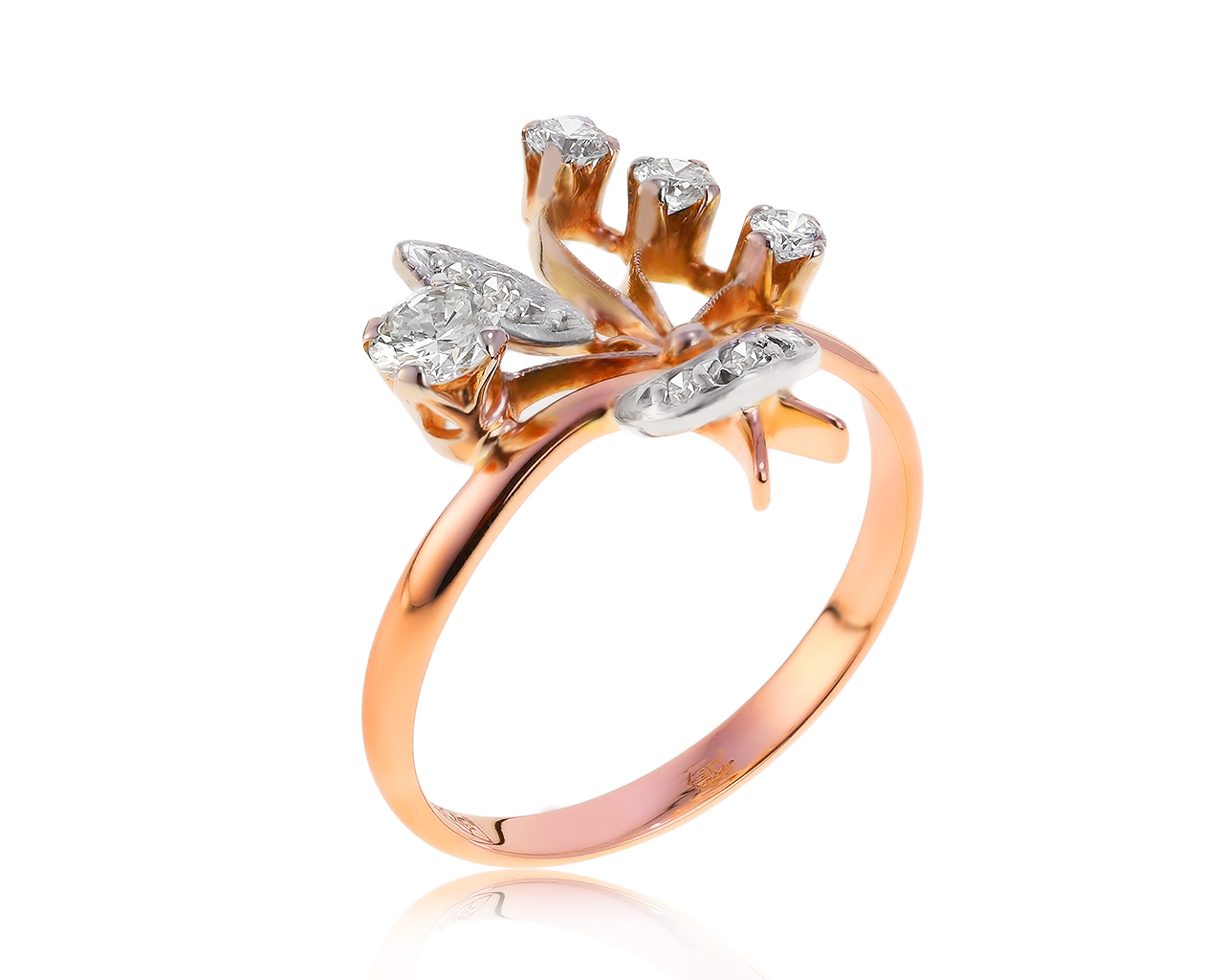 Винтажное золотое кольцо с бриллиантами 0.52ct СССР 050321/32