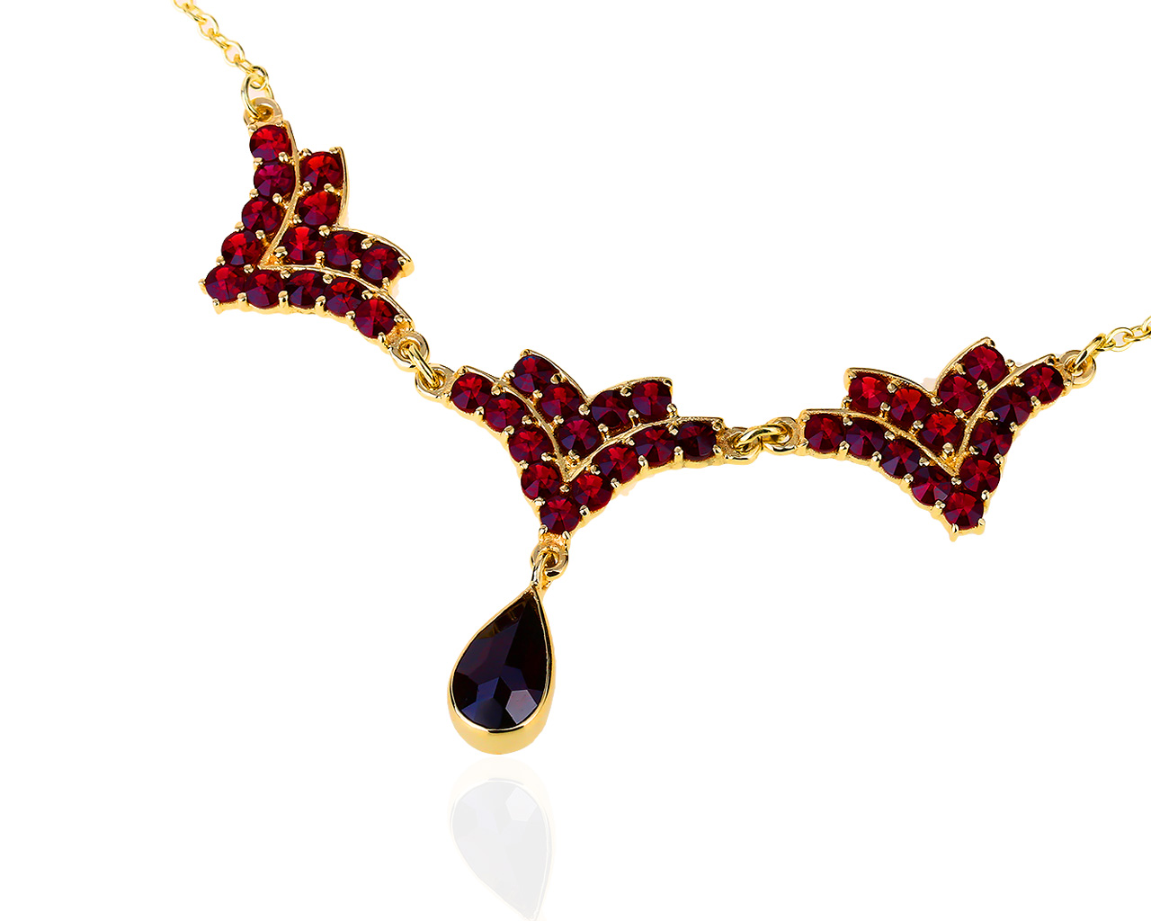 Золотое колье с гранатами 190119/3
