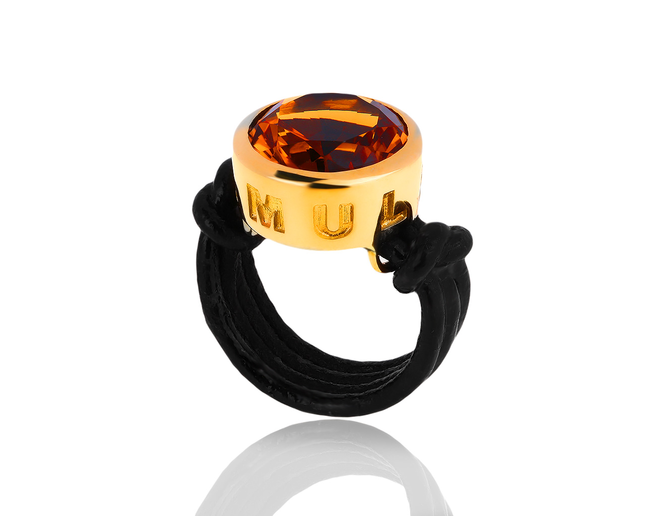 Необычное кольцо с медовым цитрином Amuletto 130519/2