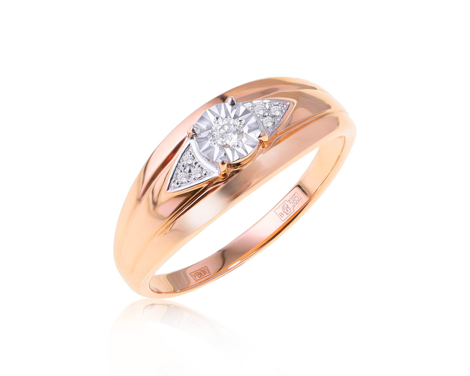 Золотое кольцо с бриллиантами 0.06ct