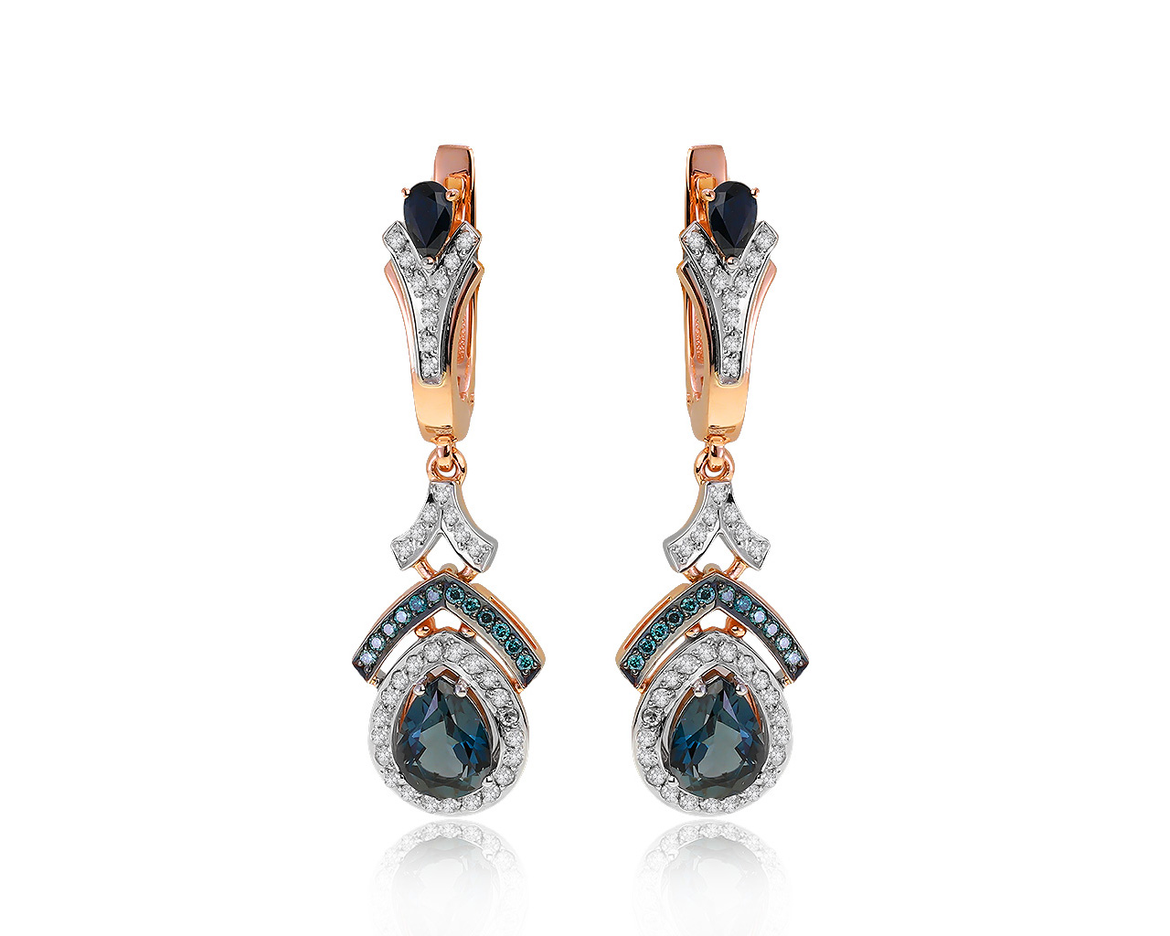 Прекрасные золотые серьги с топазами 2.15ct 080121/9