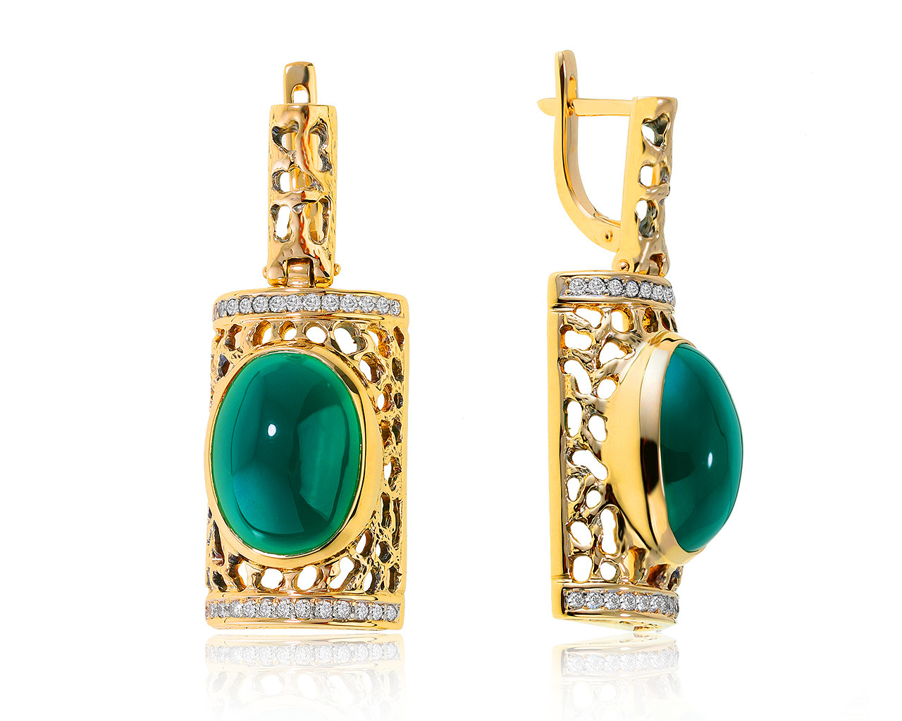Очаровательные золотые серьги с хризопразами 14.75ct 160421/6