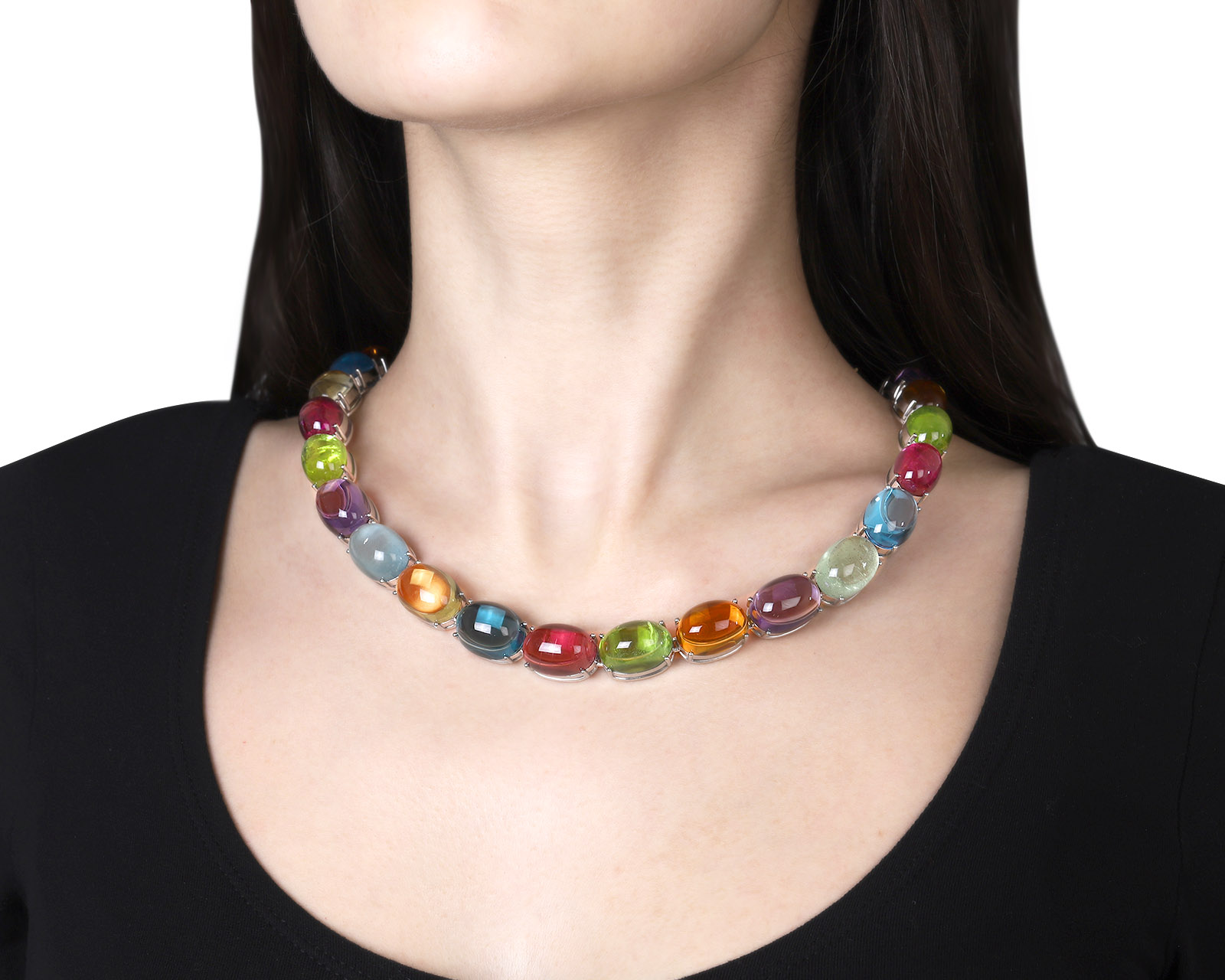 Оригинальное золотое колье Gianni Lazzaro Multi Color Stone