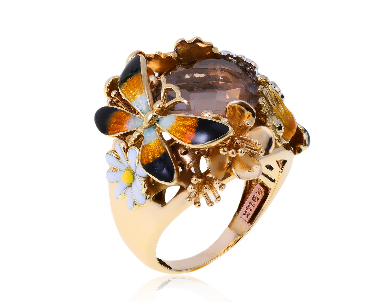 Оригинальное золотое кольцо с кварцем 5.26ct Roberto Bravo