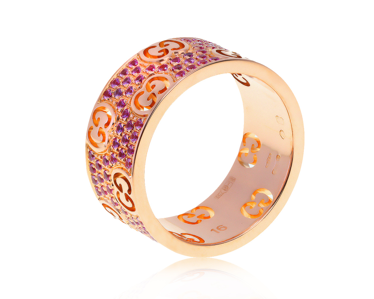 Оригинальное золотое кольцо с сапфирами 1.00ct Gucci Icon 200919/01