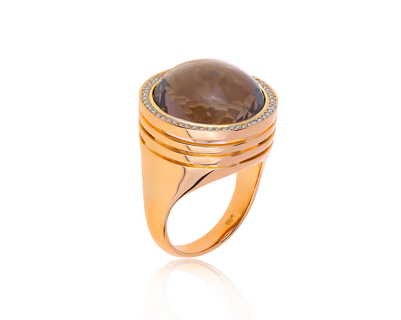 Великолепное золотое кольцо с дымчатым кварцем 16.85ct 150120/2
