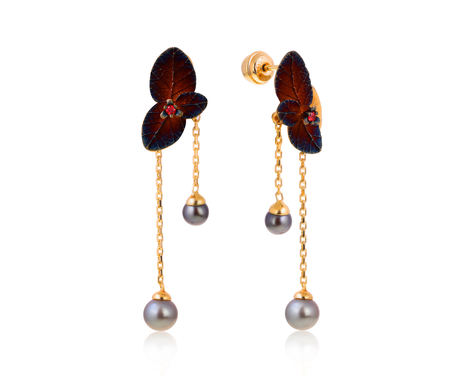 Оригинальные золотые серьги с жемчугом 4.80-6.10 мм Roberto Bravo 310721/3