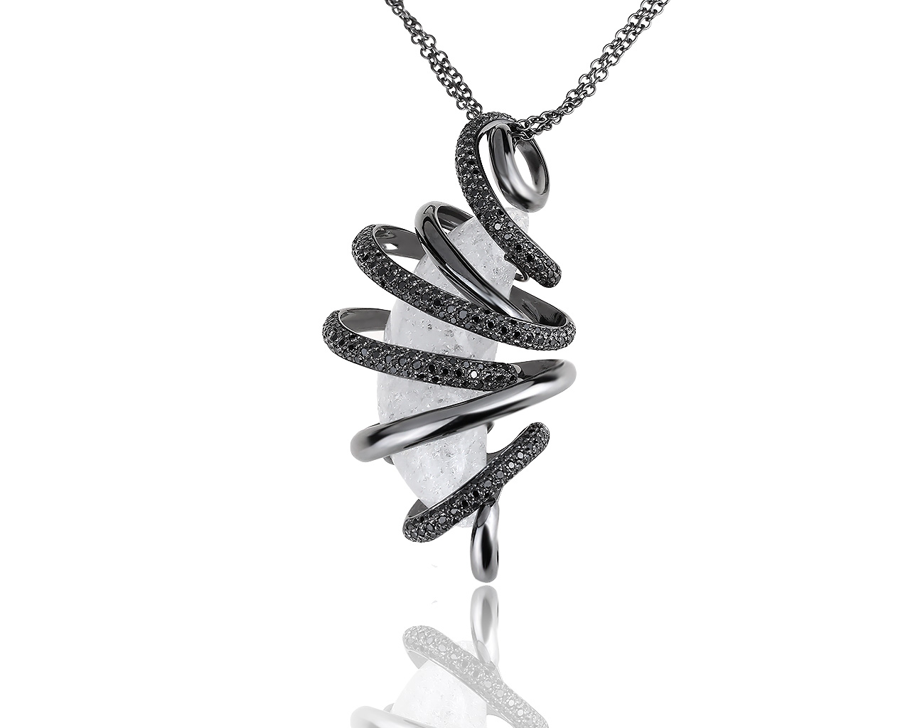 Оригинальный золотой кулон с кварцем и бриллиантами 2.11ct D&A Infinite 040419/6