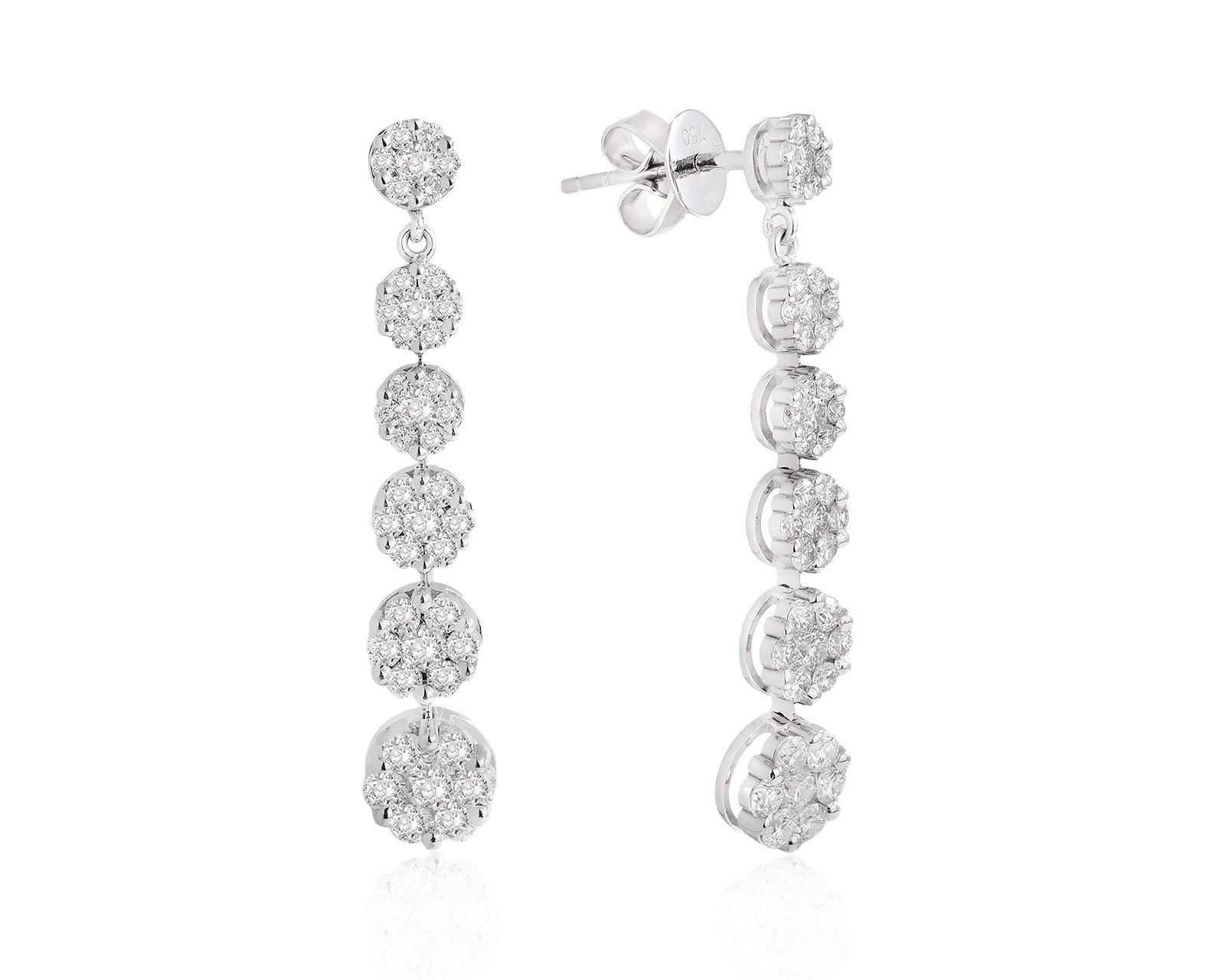 Золотые серьги с бриллиантами 1.88ct