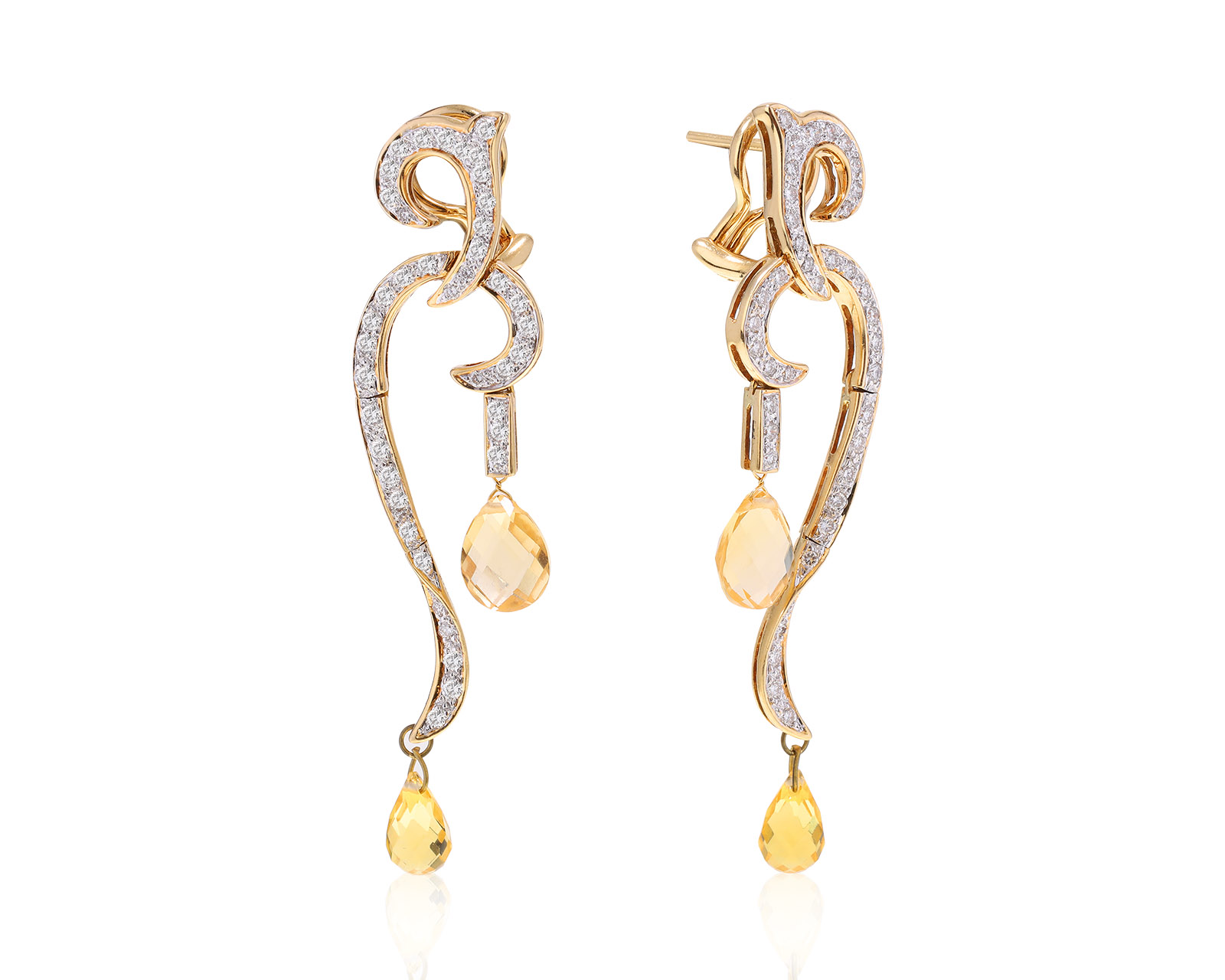 Завораживающие золотые серьги с цитринами 5.60ct 130922/2