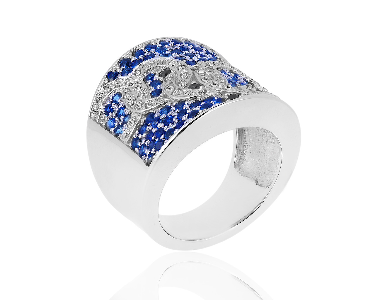 Оригинальное золотое кольцо с бриллиантами и сапфирами 1.50ct Legerete 161017/1