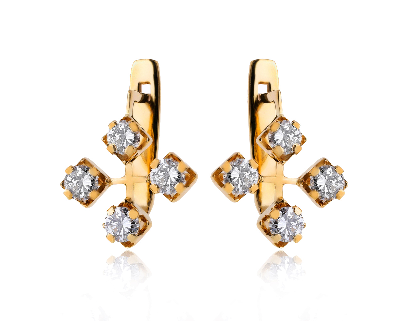 Изысканные золотые серьги с бриллиантами 1.00ct СССР 010720/4