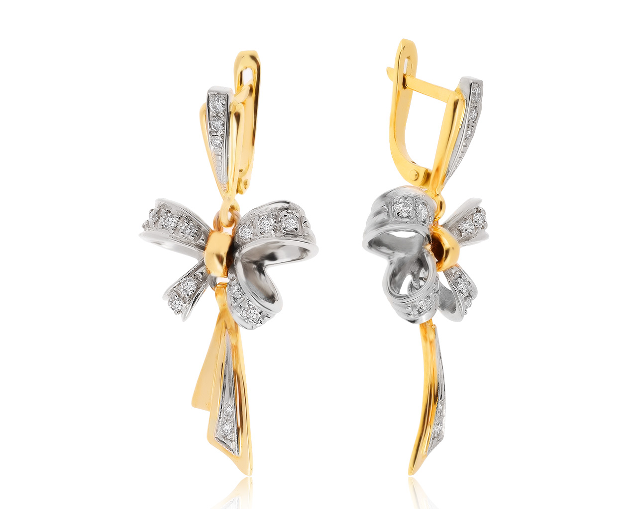 Изысканные золотые серьги с бриллиантами 0.60ct