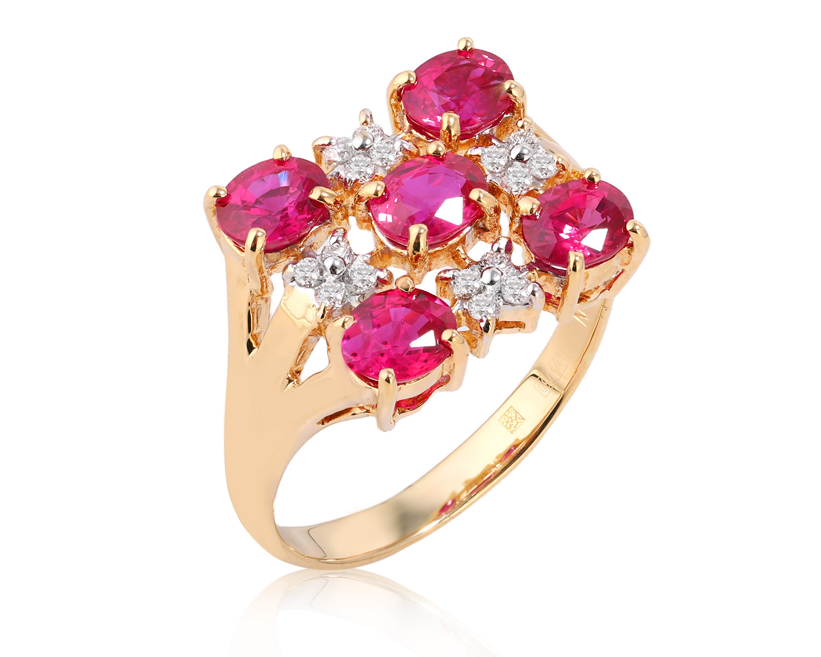 Золотое кольцо с рубинами 2.40ct и бриллиантами 0.12ct 200825/9