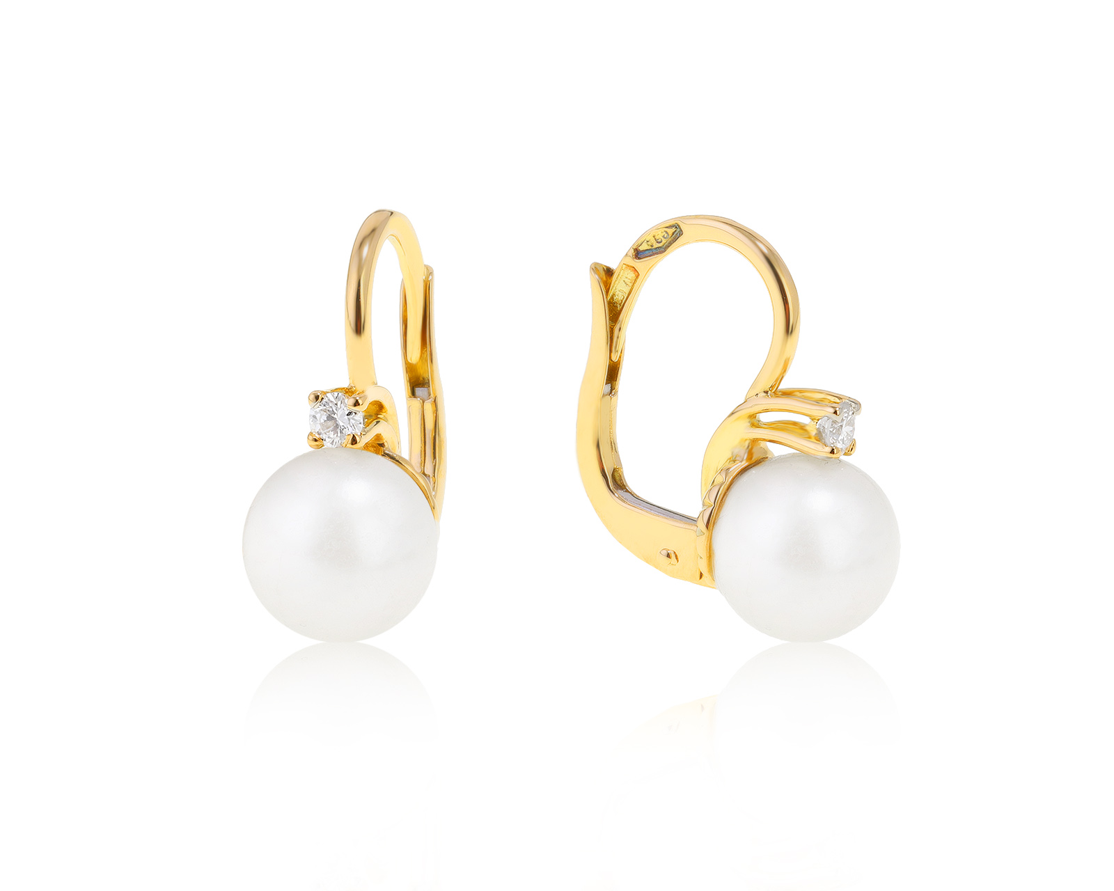 Итальянские золотые серьги с жемчугом 8.20 мм 241221/4