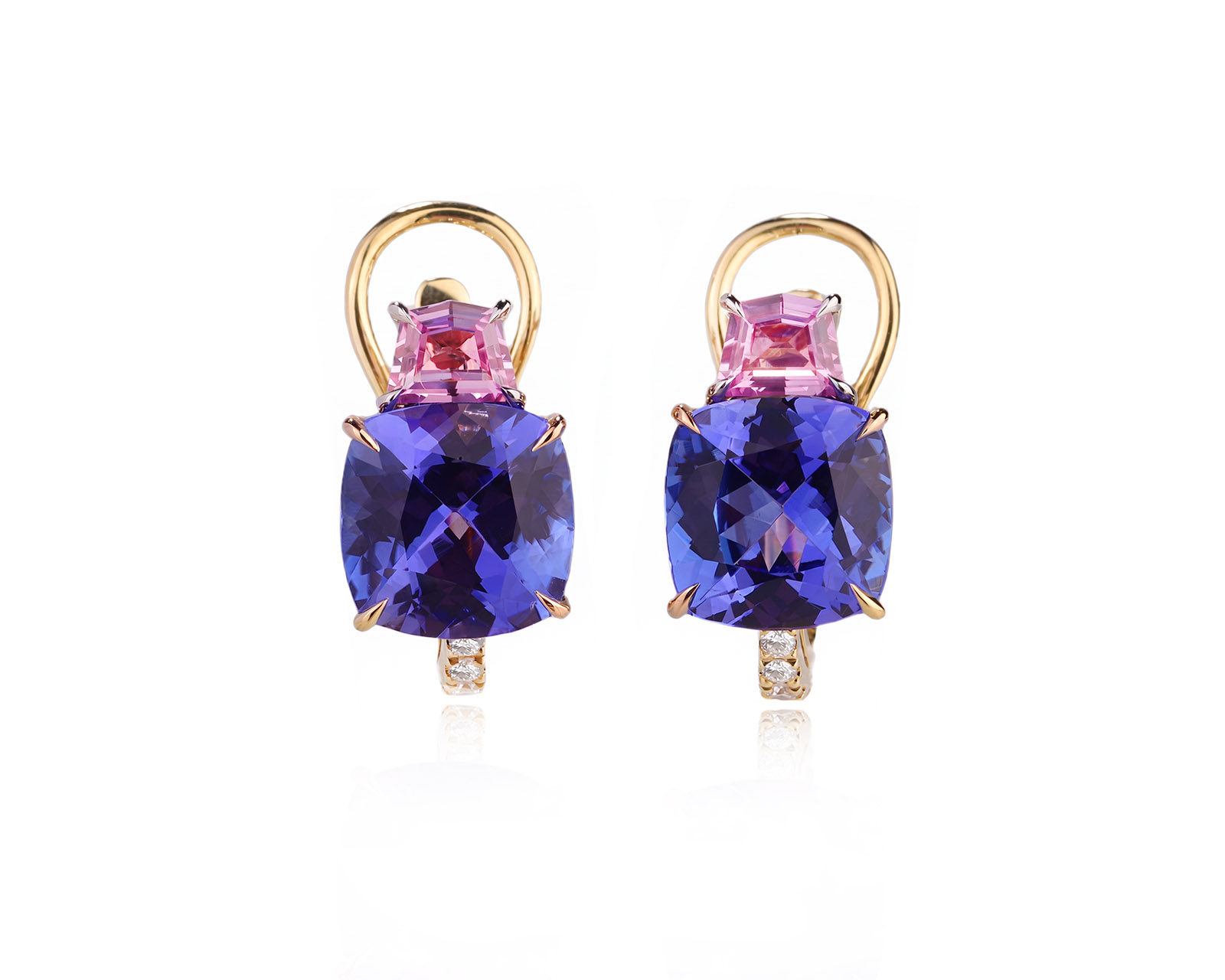 Золотые серьги с танзанитами 4.44ct и сапфирами 0.55ct Evgeny Matveev 240826/Б339