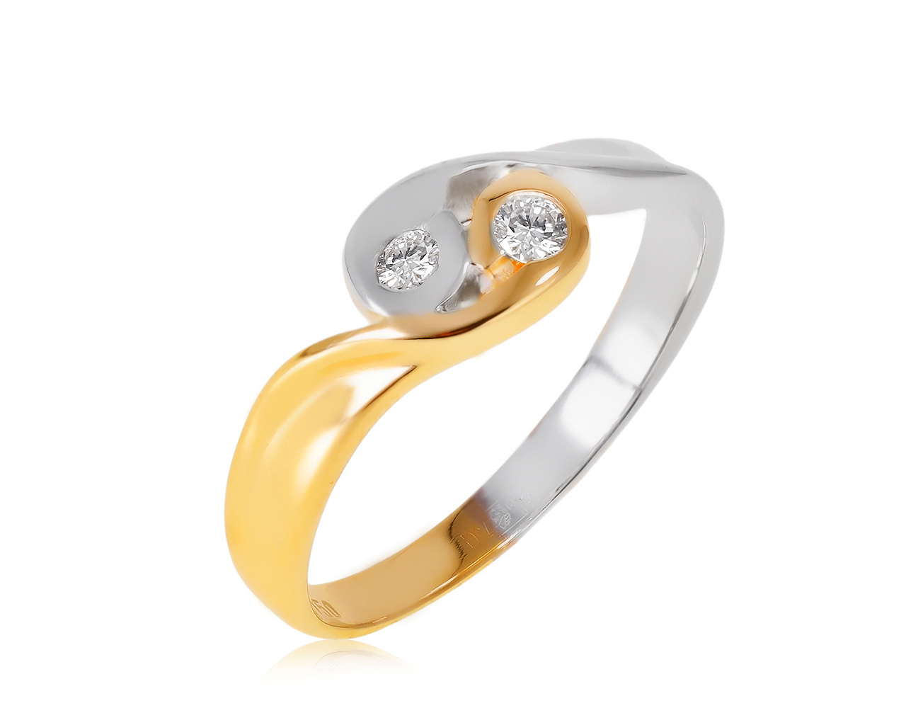Изящное золотое кольцо с бриллиантами 0.10ct