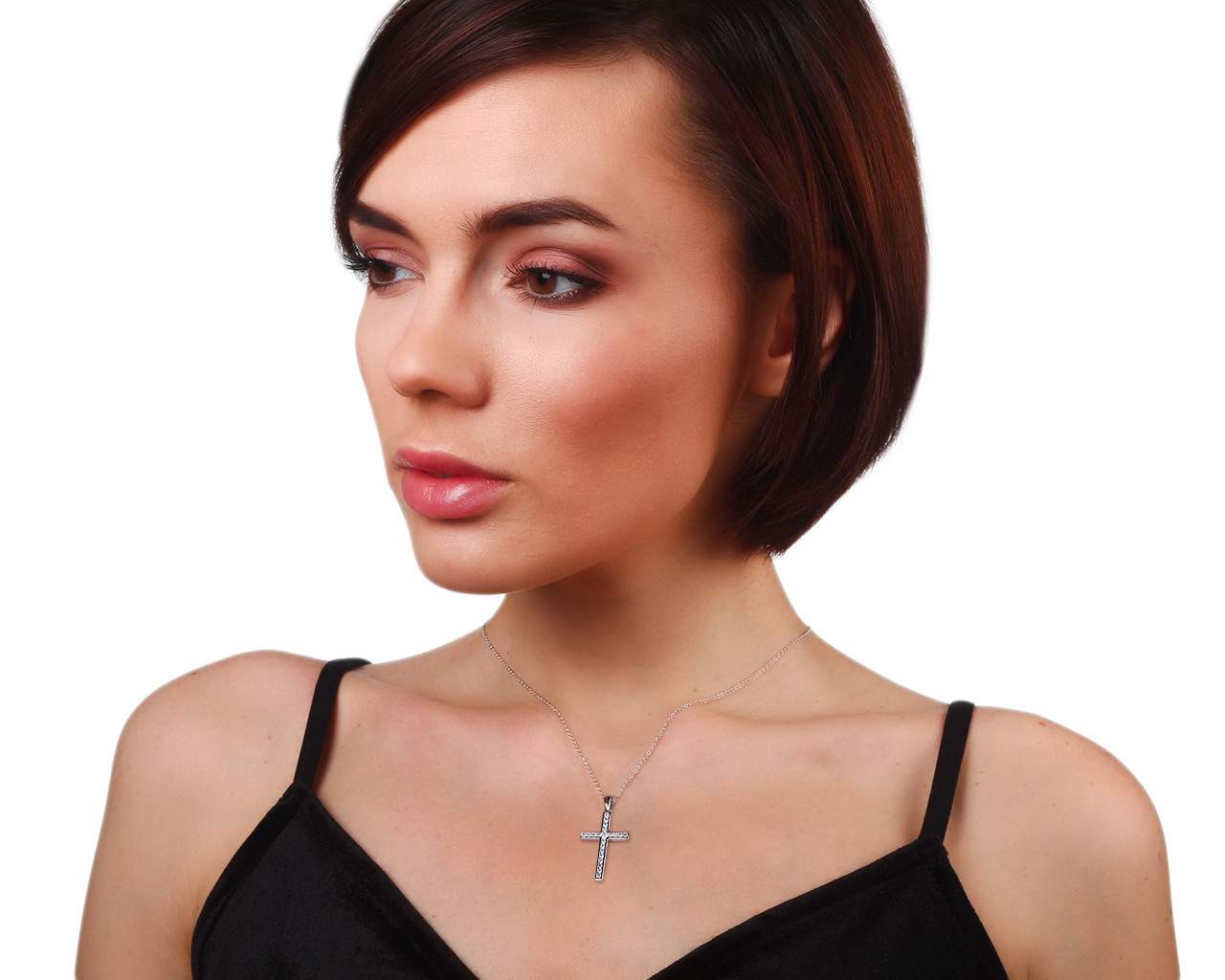 Интересный золотой крестик с бриллиантами 0.57ct