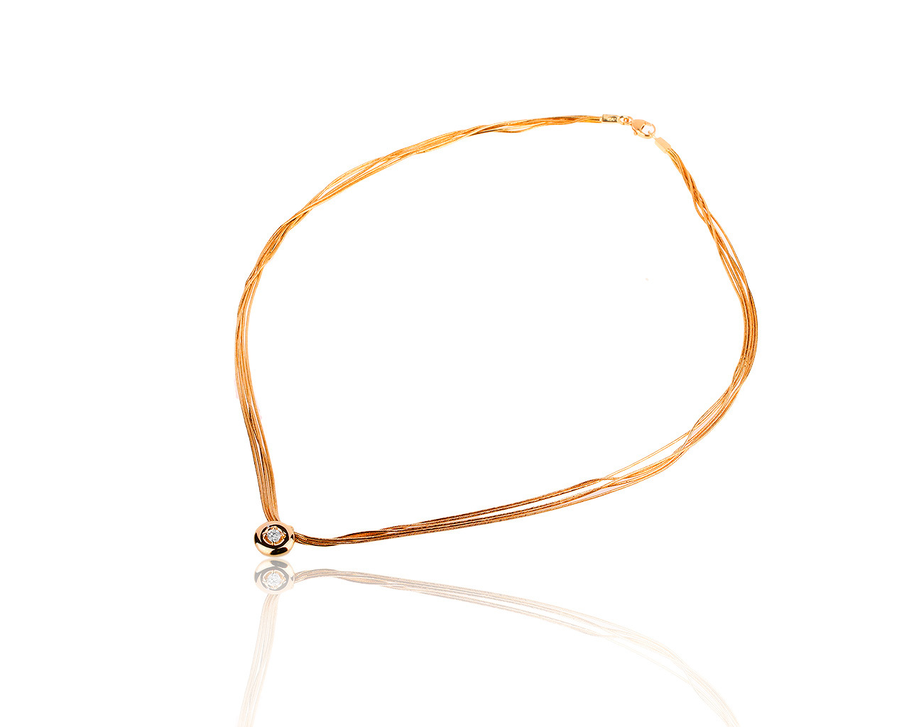 Волшебное золотое колье с бриллиантом 0.16ct