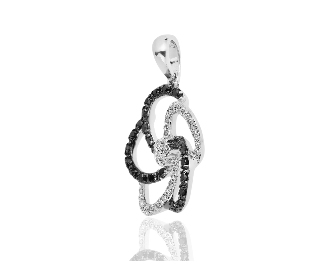 Золотая подвеска с черными и белыми бриллиантами 0.15ct