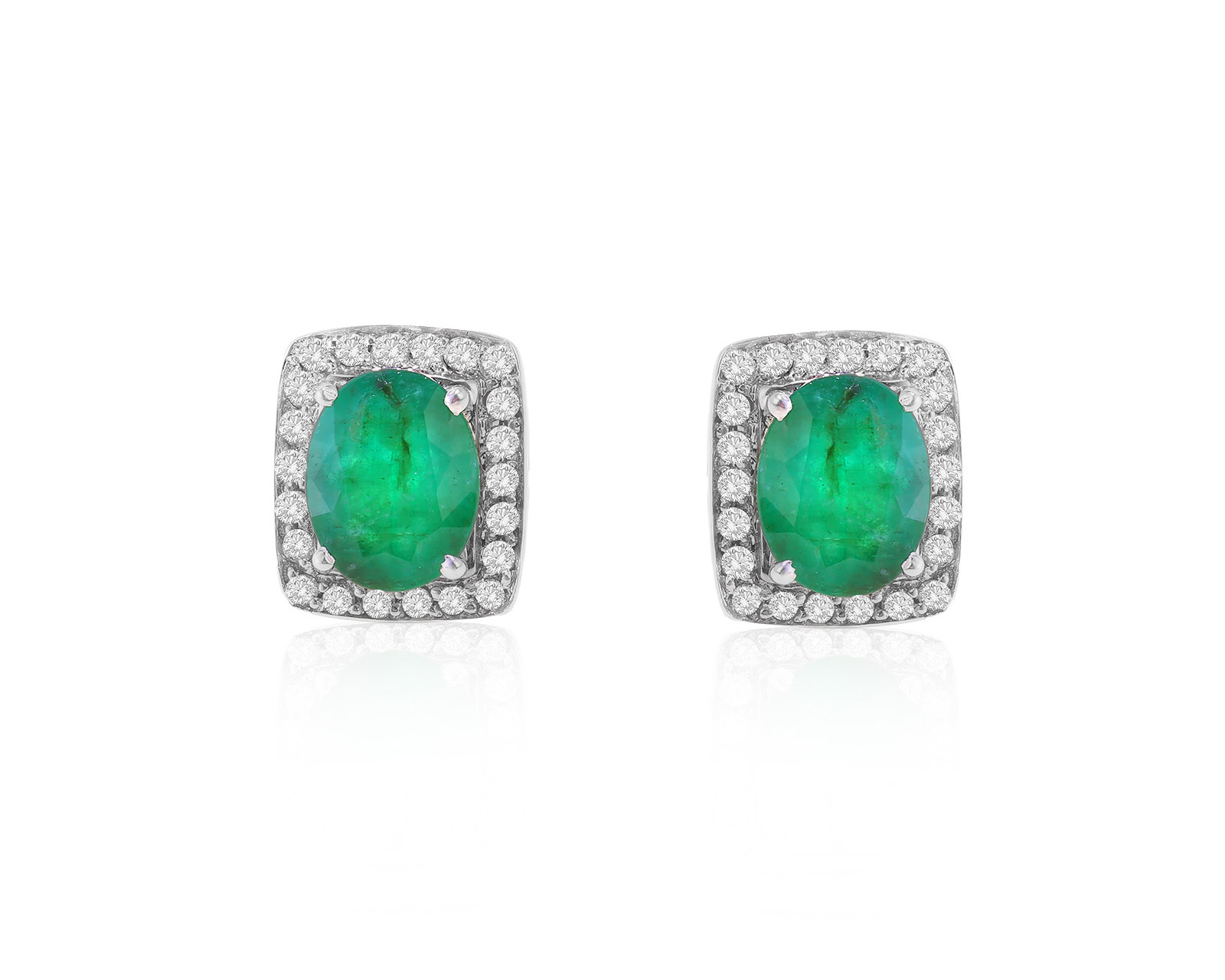 Богатые золотые серьги с изумрудами 3.68ct