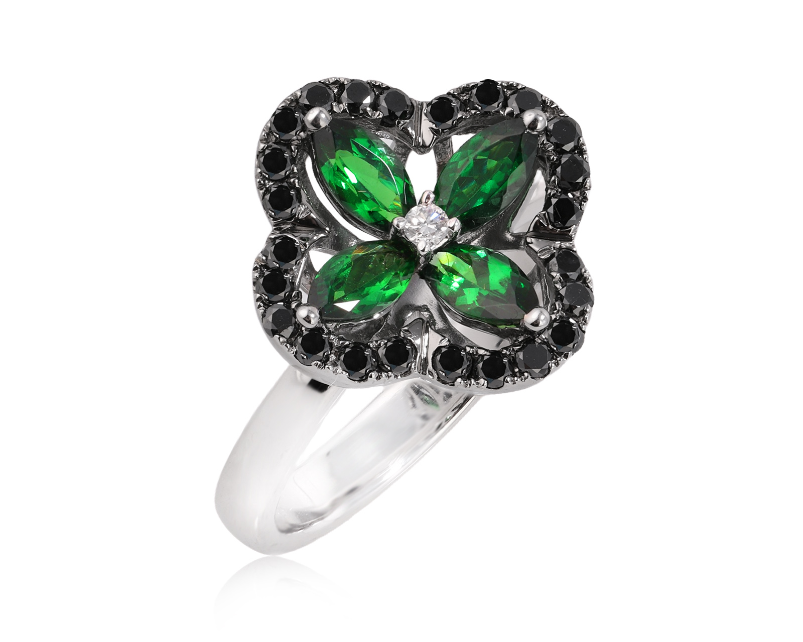 Золотое кольцо с тсаворитами 0.87ct и бриллиантами 0.45ct 211025/12