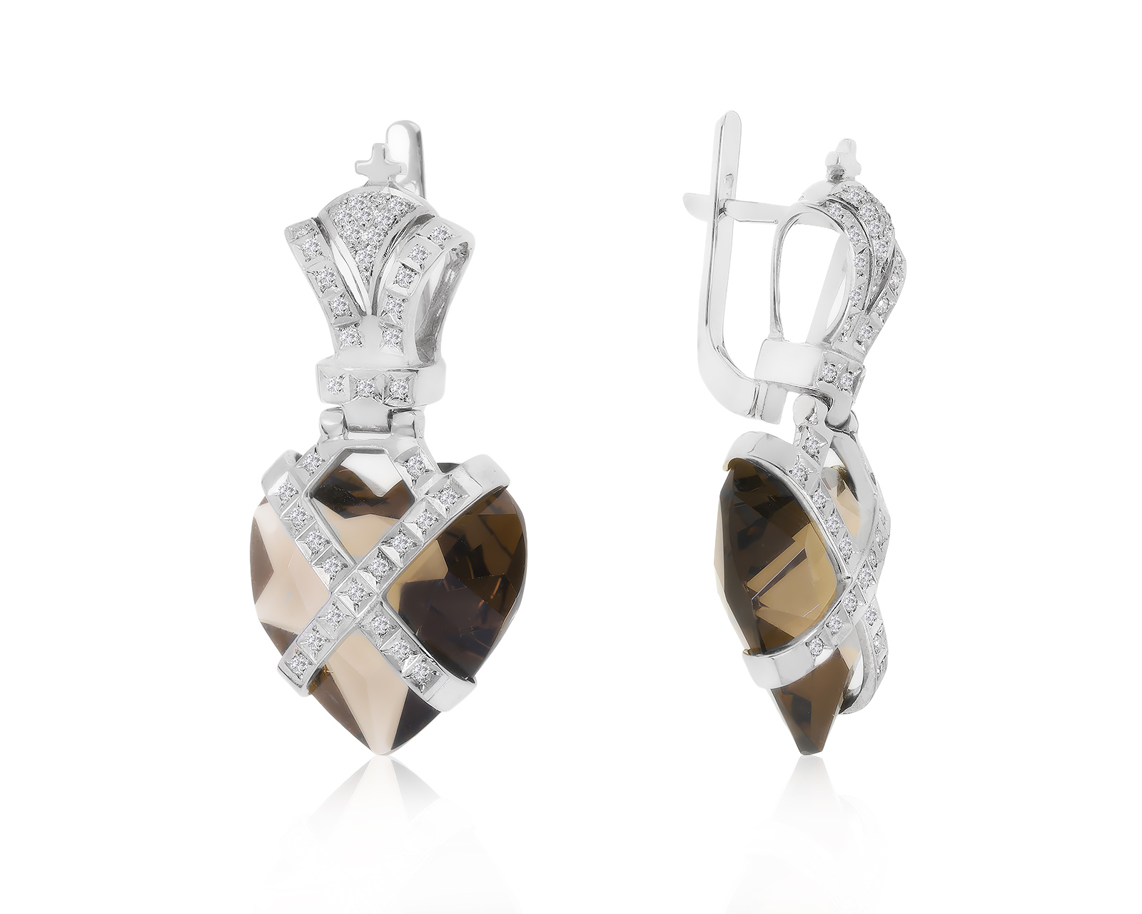 Восхитительные золотые серьги с кварцами 40.55ct 170322/4