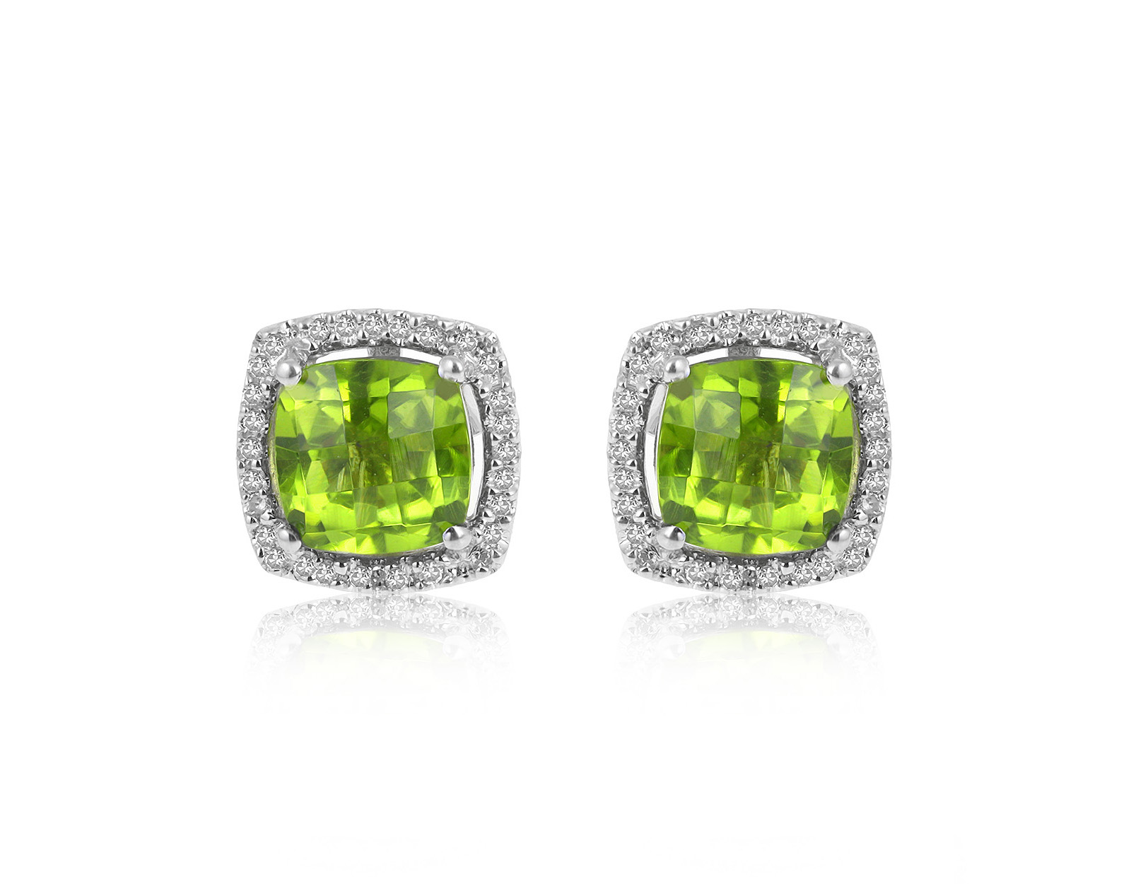 Прекрасные золотые серьги с хризолитами 2.70ct