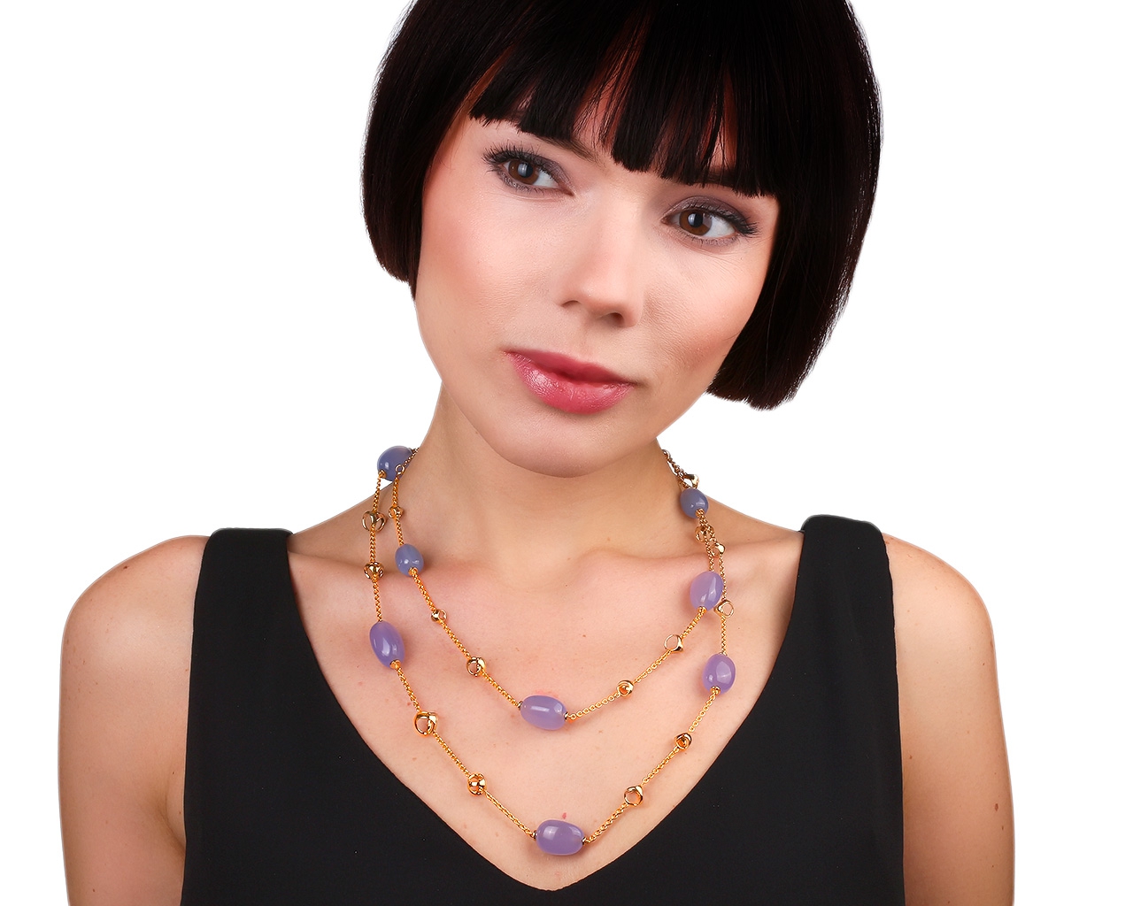 Итальянское золотое колье с халцедонами Di Modolo