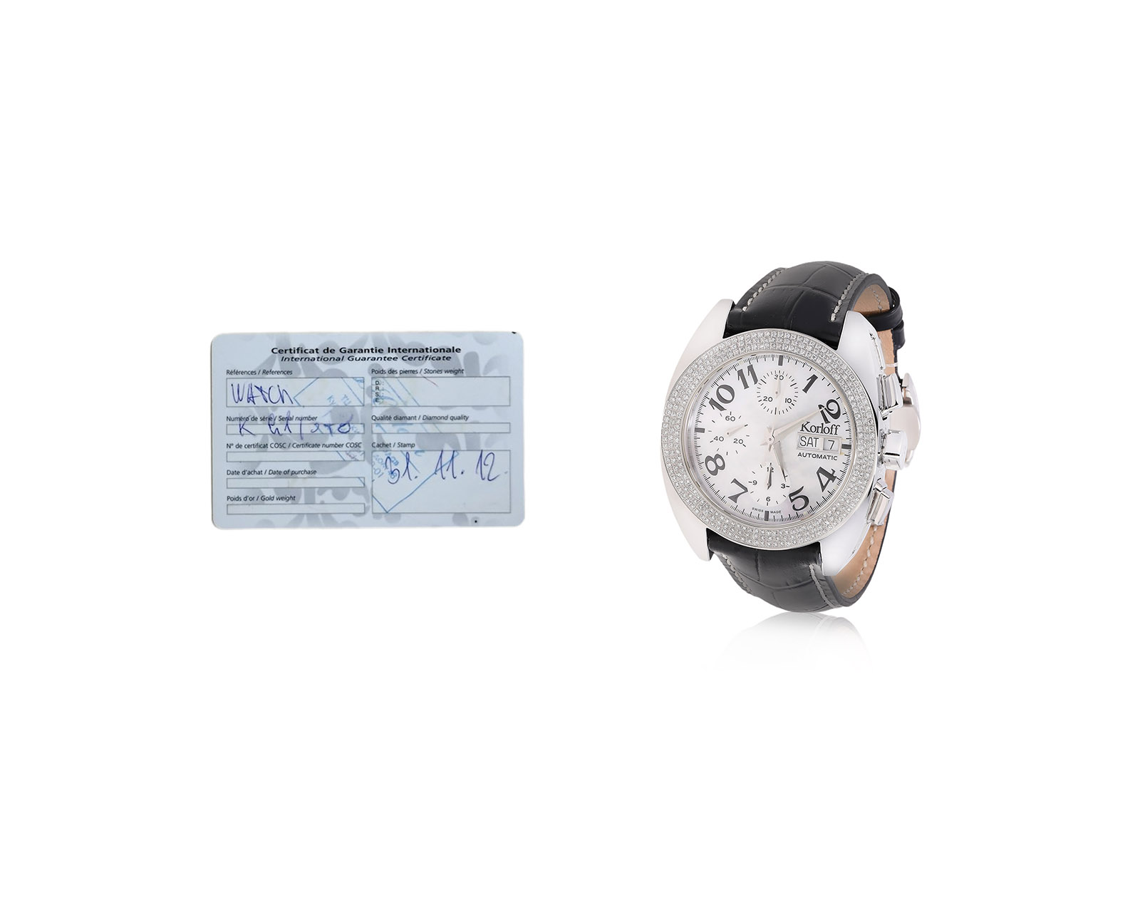 Оригинальные стальные часы с бриллиантами 1.09ct Korloff К 21