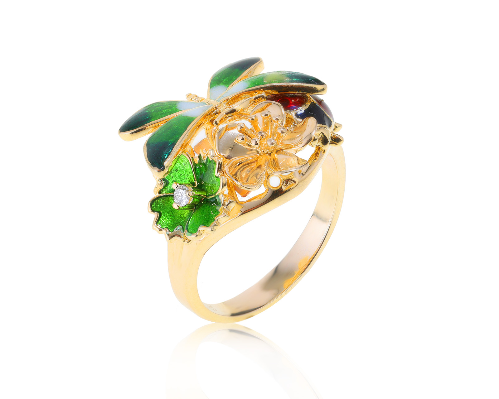 Оригинальное золотое кольцо с эмалью Roberto Bravo